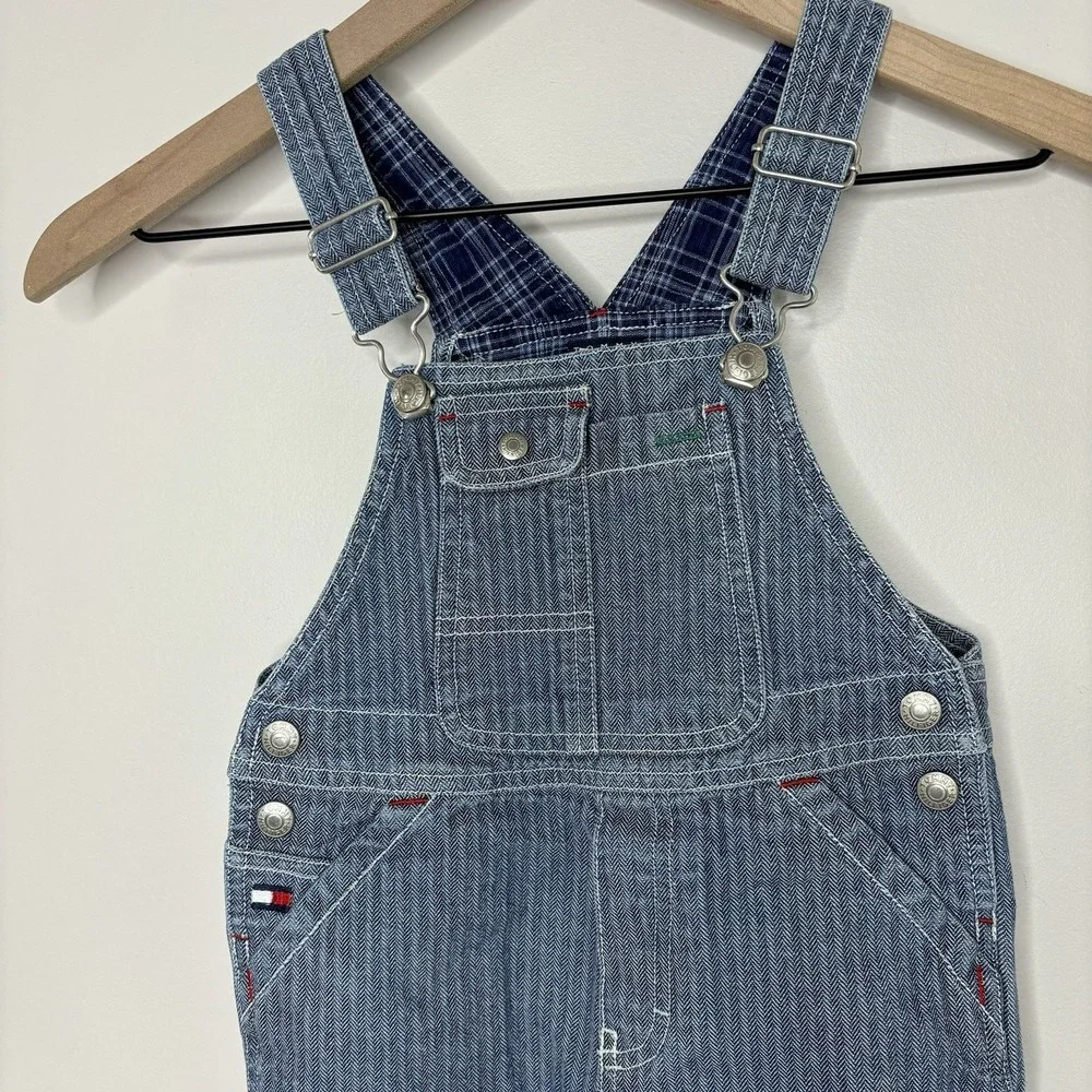 Tommy Hilfiger Bib Denim Overalls 3T Conductor‎ Train Carpenter Vintage Stripe
